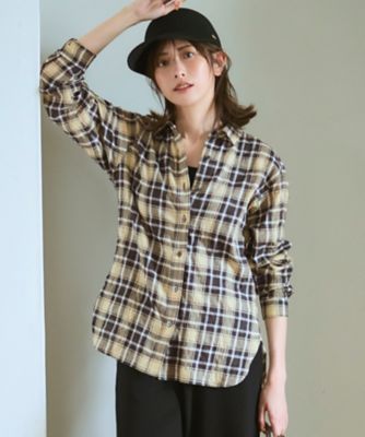 ＜23区 L (Women/大きいサイズ)＞【ＷＥＢ限定】シャーリング　チェック　シャツ（ＢＬＷＷＧＡ６８３０）
