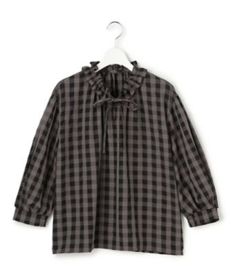 WEB＆一部店舗限定】ブロックチェック フリル ブラウス