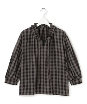 WEB＆一部店舗限定】ブロックチェック フリル ブラウス