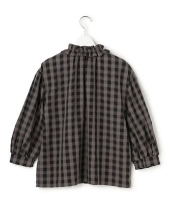 WEB＆一部店舗限定】ブロックチェック フリル ブラウス