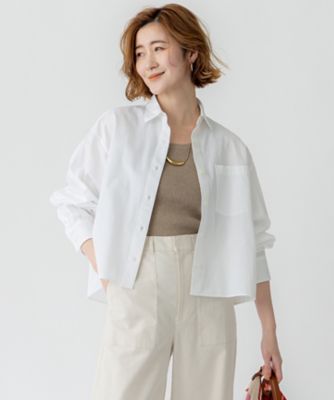 23区 L (Women/大きいサイズ)/ニジュウサンク エル 【洗える】CANCLINI クロップド テントライン シャツ(BLWWGM0312)