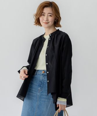 23区 L (Women/大きいサイズ)/ニジュウサンク エル 【洗える】シアーコットンシルク ハンカチーフヘム デザイン シャツ(BLWWGM0315)