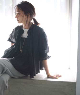 23区 L (Women/大きいサイズ)/ニジュウサンク エル 【杏さん着用/WEB&一部店舗限定カラーあり】ソフトオーガンジー ボリューム ブラウス(BLWWGM0412)