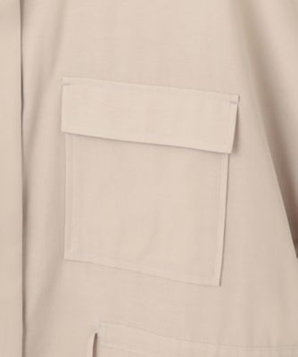 洗える】ライトシアーマットクロス ミリタリーディティール シャツ
