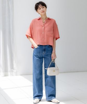 リネンシャツ　掲載25日迄 Oggi7月号掲載／洗える】LIBECOリネン クロップド