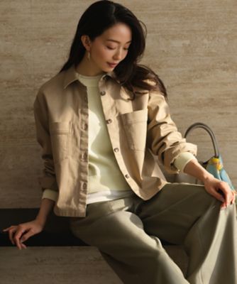 ＜23区 L (Women/大きいサイズ)＞【Ｏｇｇｉ掲載】ストレッチギャバ　チノ　ショート　シャツジャケット（ＢＬＷＷＬＭ０３１８）