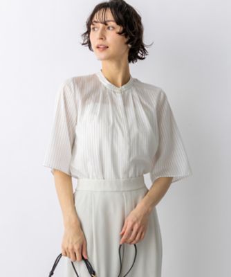 ＜23区 L (Women/大きいサイズ)＞ドライシアーストライプ　フロントタック　ブラウス（ＢＬＷＷＬＭ０４０１）