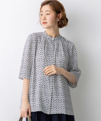 ＜23区 L (Women/大きいサイズ)＞カレイドスコーププリント　バンドカラー　ブラウス（ＢＬＷＷＬＭ０４０２）