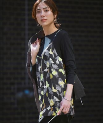 ＜23区 L (Women/大きいサイズ)＞カラーリリープリント　キャミソールブラウス（ＢＬＷＷＬＭ０４０８）