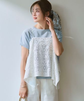 ＜23区 L (Women/大きいサイズ)＞ラッセルオーナメントレース　キャミソール　ブラウス（ＢＬＷＷＬＭ０４０９）
