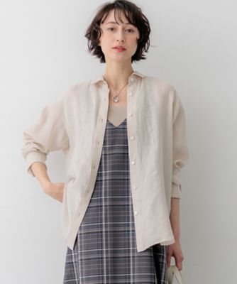 新品　23区 LIBECOリネン ベーシックシャツ ベージュ LIBECOリネン ベーシック シャツ（BLWWLM0508） | 23