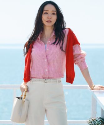 美品 23区 大きいサイズ LIBECO ビッグシルエット リネンシャツ 44 LIBECOリネン ベーシック シャツ（BLWWLM0508） | 23