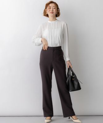 バックサテンアムンゼン フロントタックブラウス