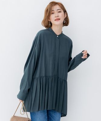洗える】ドレープドビークロス チュニック ブラウス