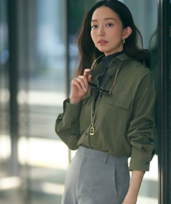 ＜23区 L (Women/大きいサイズ)＞【洗える】ミリタリーコットンギャバ　シャツ（ＢＬＷＷＳＡ０３０７）