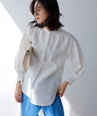 ＜23区 L (Women/大きいサイズ)＞【洗える】カラミストライプ　ヘンリーネック　ブラウス（ＢＬＷＷＳＭ０４１２）