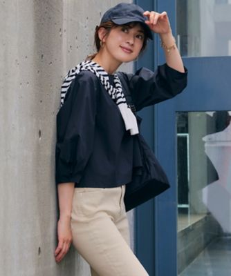 【一部店舗限定／洗える】ハイカウントウェザーストレッチ　ボートネック　コンパクト　ブラウス（ＢＬＷＷＳＭ０８６６）
