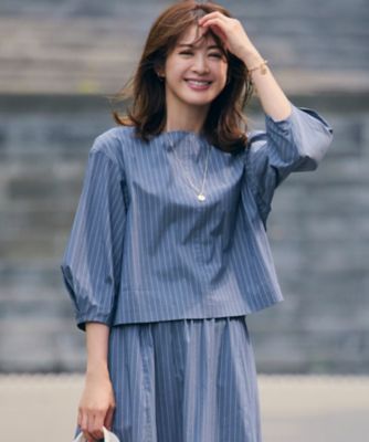 【一部店舗限定／洗える】ハイカウントウェザーストレッチ　ボートネック　コンパクト　ブラウス（ＢＬＷＷＳＭ０８６６）