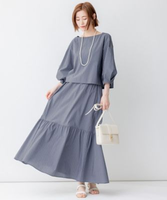 【一部店舗限定／洗える】ハイカウントウェザーストレッチ　ボートネック　コンパクト　ブラウス（ＢＬＷＷＳＭ０８６６）