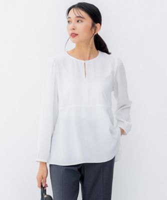 ＜23区 L (Women/大きいサイズ)＞【洗える】バックサテンアムンゼン　ペプラム　デザイン　ブラウス（ＢＬＷＷＳＷ０３１７）