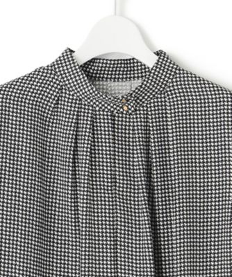 【洗える】バックサテンアムンゼン千鳥プリント　ブラウス（ＢＬＷＷＳＷ０４０４）