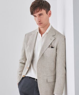 五大陸 (Men)/ゴタイリク 【ＤＯＲＭＥＵＩＬ】ドーメル　ＨＥＸＡＧＯＮ　リネン　ジャケット＿ベージュ（ＢＲＧＯＧＳ０５１１）