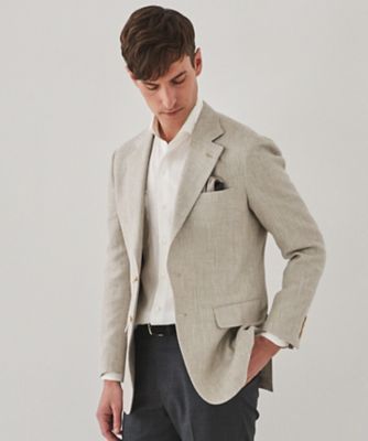 【ＤＯＲＭＥＵＩＬ】ドーメル　ＨＥＸＡＧＯＮ　リネン　ジャケット＿ベージュ（ＢＲＧＯＧＳ０５１１）