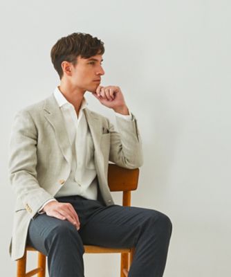 【ＤＯＲＭＥＵＩＬ】ドーメル　ＨＥＸＡＧＯＮ　リネン　ジャケット＿ベージュ（ＢＲＧＯＧＳ０５１１）