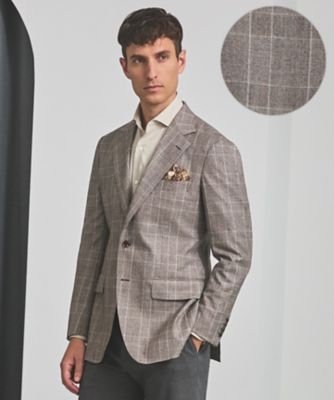 五大陸 (Men)/ゴタイリク【CANONICO/カノニコ】サキソニーウールコットンブレンド ジャケット_ブラウンチェック(BRGOGW0519) 433_ベージュ コート・ジャケット【三越伊勢丹/公式】