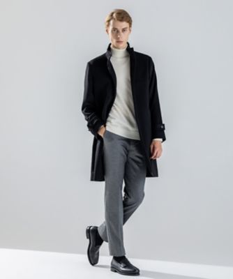 新素材】ライトウールシャギー スタンドカラーシングルブレストコート