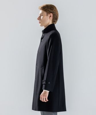 新素材】ライトウールシャギー スタンドカラーシングルブレストコート