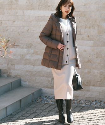 24AW✨23区【洗える/撥水加工】シレータフタ ミドル丈ダウンコート ブラウン 23区(ニジュウサンク)の【VERY掲載/新色追加】シレータフタ ミドル丈