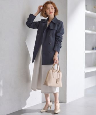 送料無料】コットンポリエステルギャバジン ショート トレンチコート