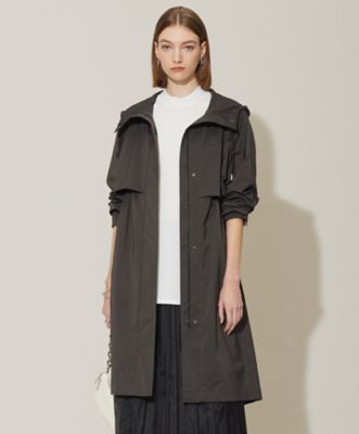 撥水加工】 メモリーストレッチタフタ フーデットコート  