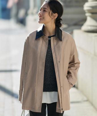 ＜ICB L (Women/大きいサイズ)＞【配色襟取り外し可能】ライトモールスキン　キルトライナー付きステンカラーコート（ＣＭＣＭＬＳ０２０３）