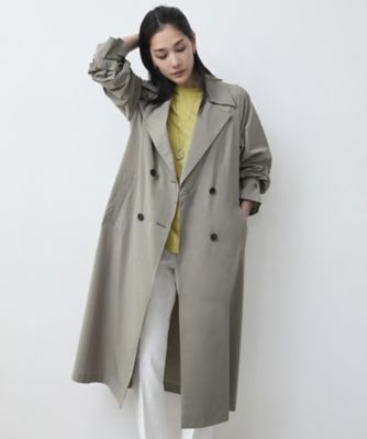 極美品✨️￥15万　22AW　エブール　ライトリバートレンチ コート　アイボリー ライトフレアーロングトレンチコート／UVカット・接触冷感・撥水