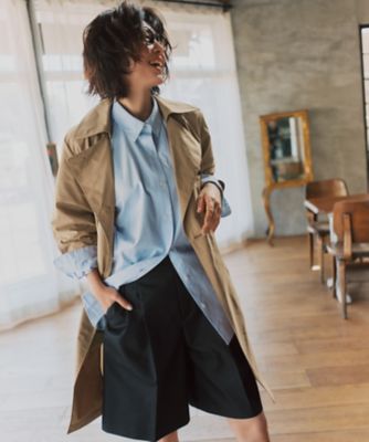 2WAY仕様】メモリーストレッチタフタ トレンチコート