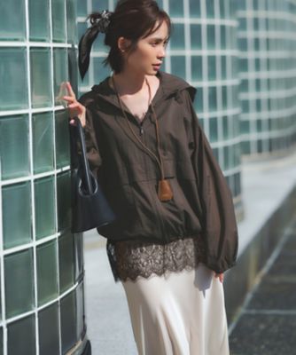 24SS美品　23区　【SLOW/一部店舗限定】シアー ブルゾン　ダークブラウン カーディガン 「SLOW/一部店舗限定」シアー ブルゾン レディース
