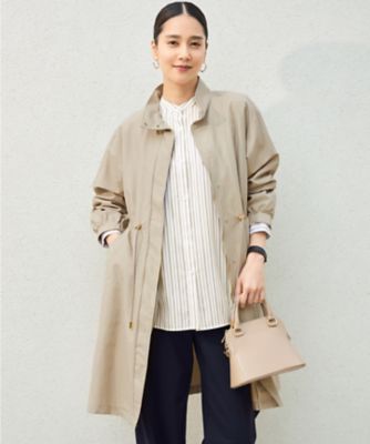 ＜自由区 S (Women/小さいサイズ)＞【撥水加工・洗える】コットンナイロンタッサーライナー付きスタンドカラー　コート（ＣＭＷ７ＧＭ０２０１）