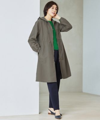 撥水加工・UVケア・洗える】ライトグログランフーデッド コート