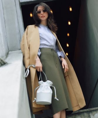 【未使用】23区 コットン リネン カルゼ ノーカラー コート キャメル 40 コットンリネンカルゼ ノーカラーコート（CMWOIZ0722