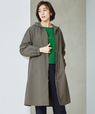 撥水加工・UVケア・洗える】ライトグログランフーデッド コート