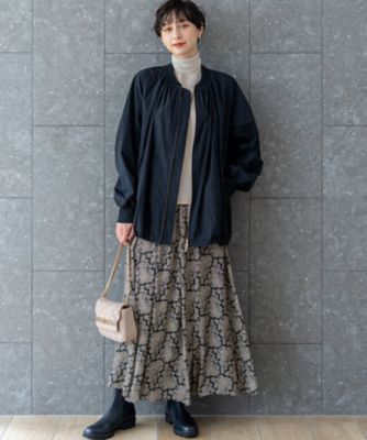みやいく 新品23区 撥水加工 ソフトメモリータフタスタンドネックブルゾン 撥水加工】ソフトメモリータフタ スタンドネック ブルゾン / 23区