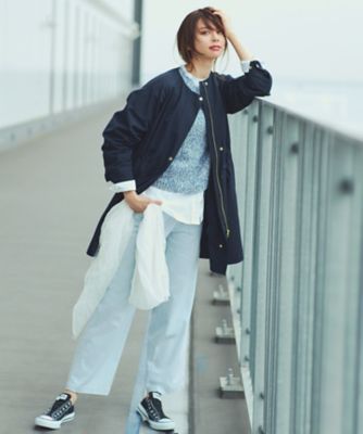 ISETAN Clothing ノーカラーコート ネイビー-