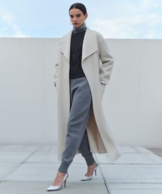 LEMOORE ／ ウールリバーフェイクレザーポケット付きコート