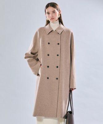 美品＊ベイジ BEIGE アンゴラ混 ウールコート 2 ノーカラー L-size】CINDY / ノーカラーロングジャケット （ノーカラー