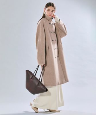 美品＊ベイジ BEIGE アンゴラ混 ウールコート 2 ノーカラー L-size】CINDY / ノーカラーロングジャケット （ノーカラー