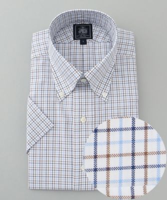 ＜J.PRESS (Men)＞【ＥＸＴＲＡ　ＣＯＭＦＯＲＴ　／　形態安定・ストレッチ・抗菌防臭・速乾】ピンオックス　サマーチェック　半袖シャツ／Ｂ．Ｄ．（ＨＤＯＶＳＭ０４