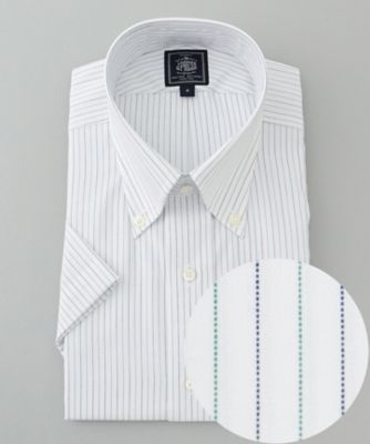 ＜J.PRESS (Men)＞【ＥＸＴＲＡ　ＣＯＭＦＯＲＴ　／　形態安定・ストレッチ・抗菌防臭・速乾】ピンオックス　オルタネートストライプ　半袖シャツ／Ｂ．Ｄ．（ＨＤＯＶ