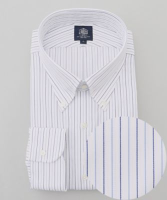 【ＫＩＮＧ　ＳＩＺＥ】【ＰＲＥＭＩＵＭ　ＰＬＥＡＴＳ　／　形態安定】スーピマコットンパナマストライプ　ドレスシャツ　／　Ｂ．Ｄ．（ＨＤＯＸＧ